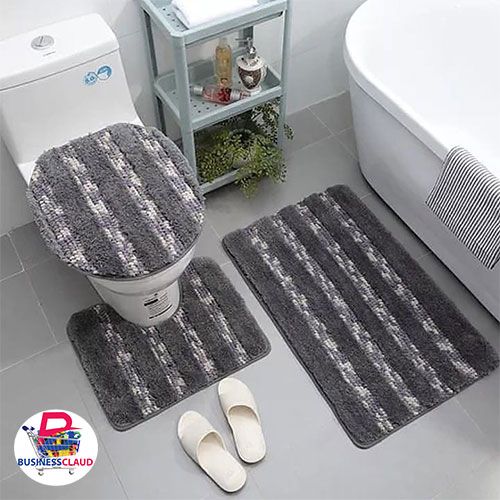 Luxurious fluffy 3 piece bathroom mats