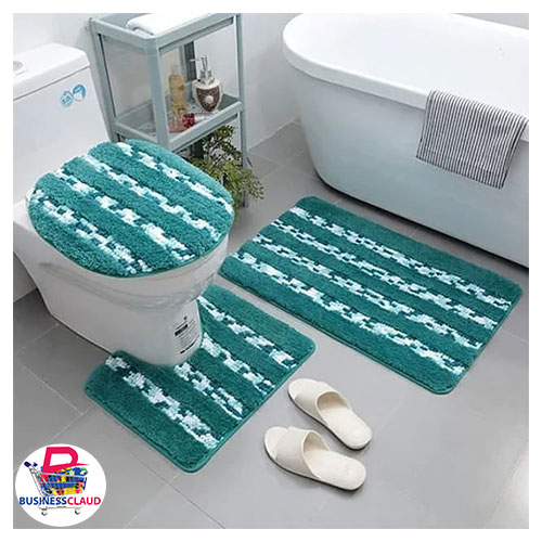 Luxurious fluffy 3 piece bathroom mats