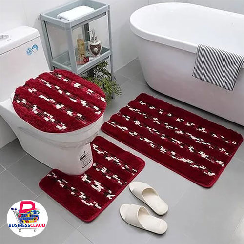 Luxurious fluffy bathroom mats